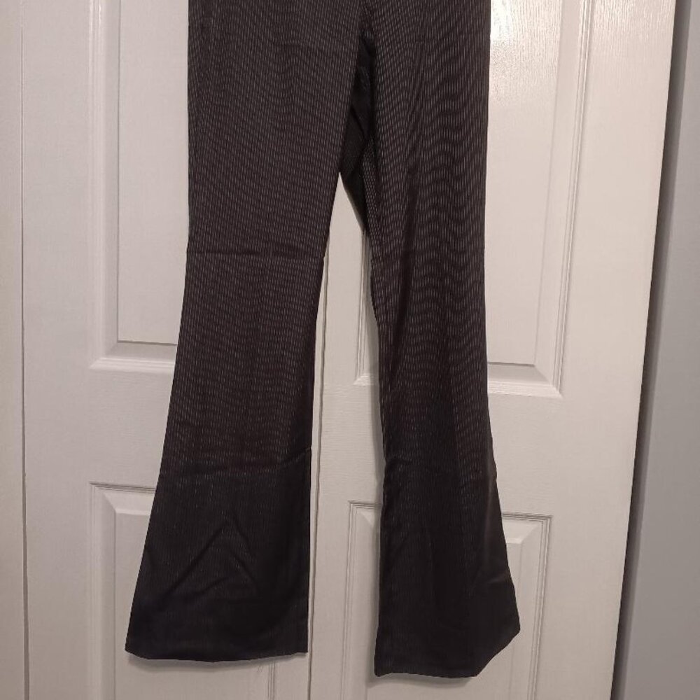 Xoxo size3/4 black with gray  pin stripe pants with flair bottom